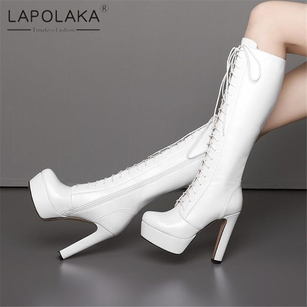 

2021 brand new design large size 43 super high heels shoes ladies boots female zipper platform black white fashion boots woman