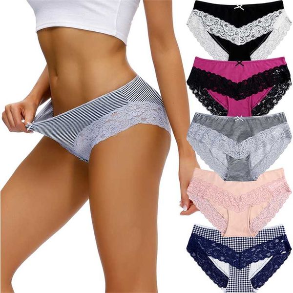 Comsoft 5 pçs / lote calcinha feminina algodão macio sem costura conjunto de roupa interior feminina cor sólida respirável meninas senhoras lingerie calças 211222