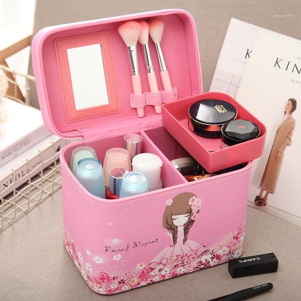 

professional cosmetic bag portable large capacity manicure beauty storage box cosmetic case waterproof lovely the new travel1