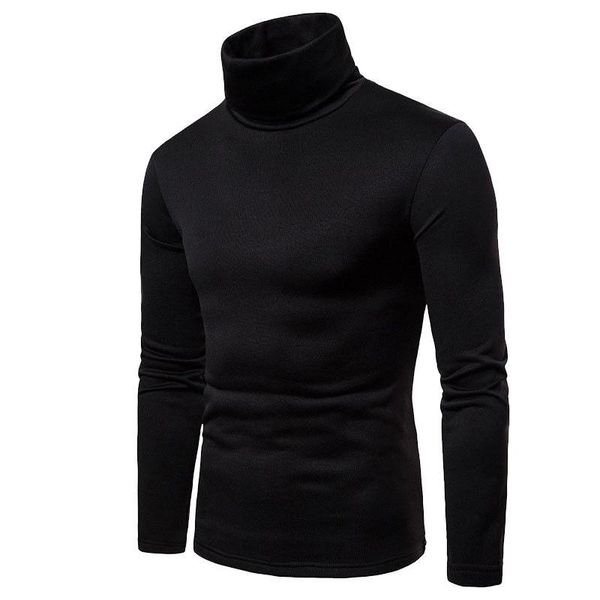 

mens winter thermal turtle neck skivvy pullover stretch basic solid thick t shirt, White;black