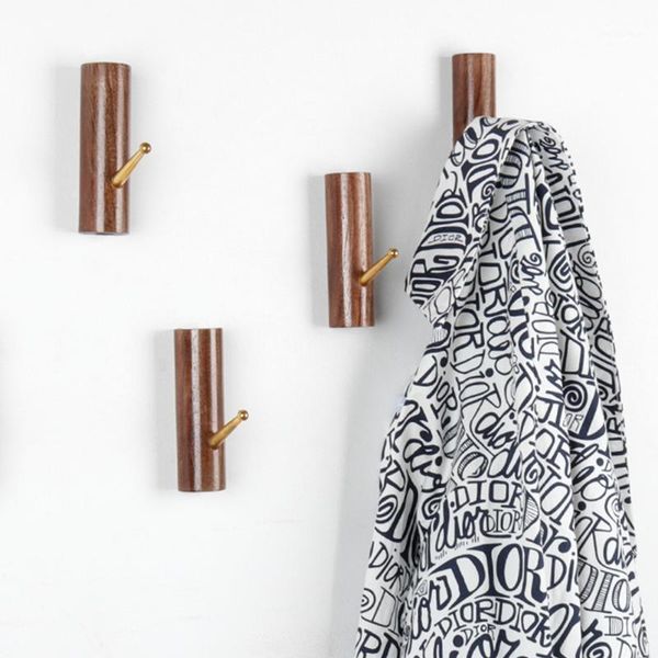 

4pcs cylindrical hanger bedroom easy install clothes coat hooks wall mounted l solid wood bathroom modern towel kitchen home1