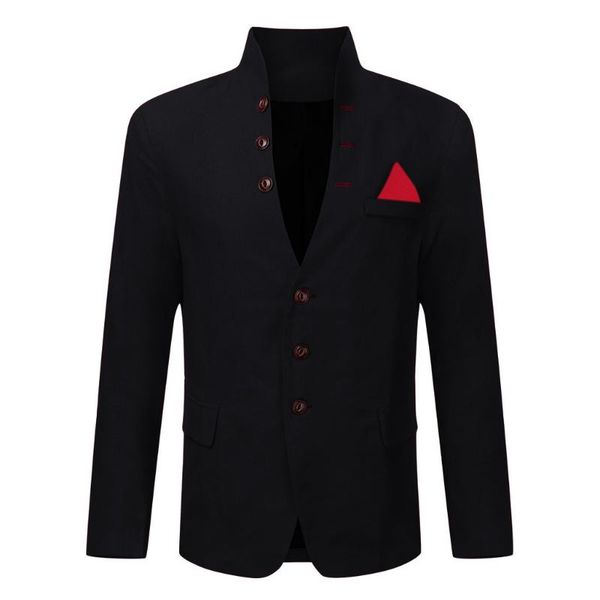 

men's suits & blazers fashion casual stand neck suit solid long sleeve jacket coat individual buckle decoration warm 2021, White;black