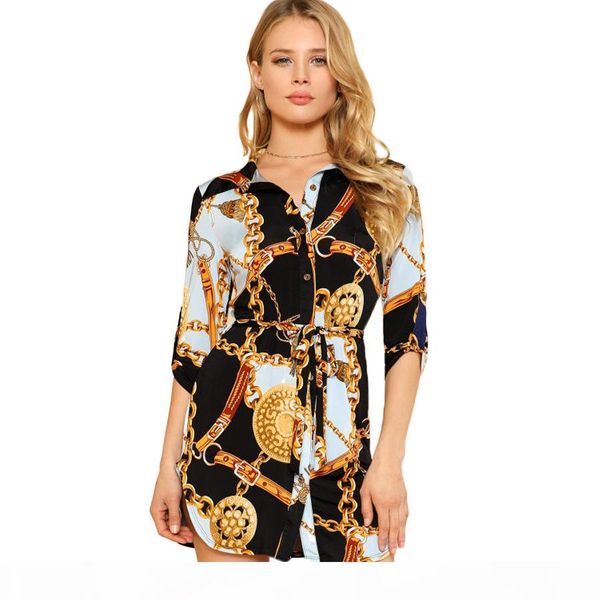 

women blouse shirt lapel neck autumn winter printed women 2020 new fashion designer long sleeve blouses for women's, White