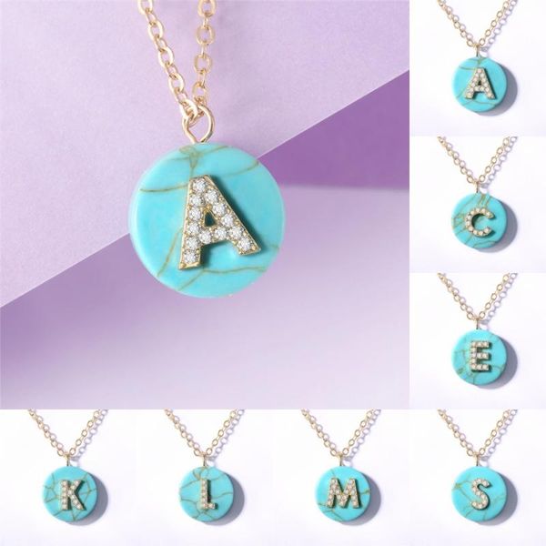 

boako женщины девушки исходное письмо ожерелье фианитами 26 letters шарм ожерелье бирюза cz choker ювелирные изделия, Silver