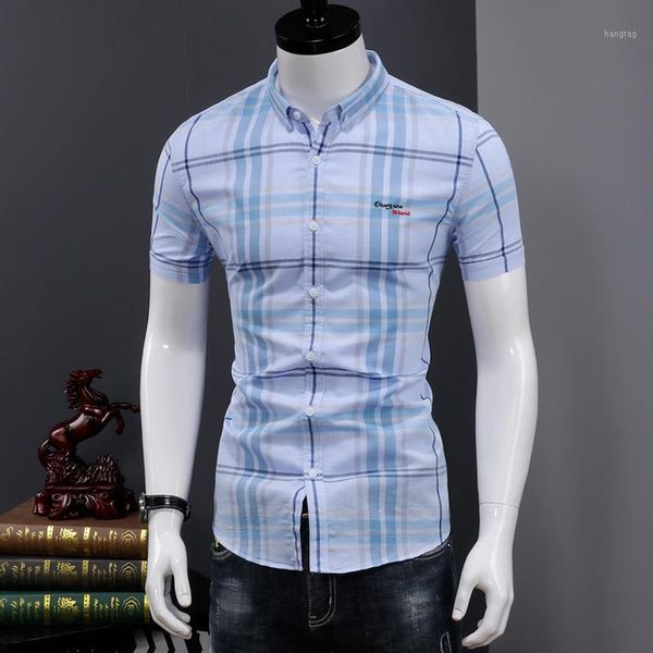 

cotton 100% mens striped shirts slim fit dress shirt summer short sleeve fashion korean style size  l xl xxl xxxl1, White;black