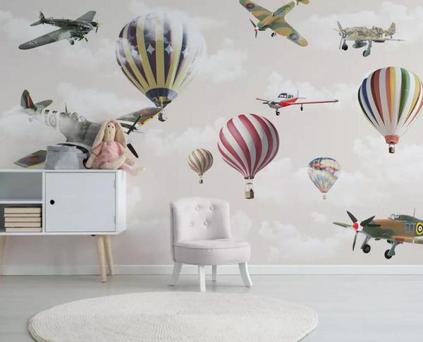 

wallpapers [self-adhesive] 3d air balloon and plane 184440 wall paper mural print decal murals1