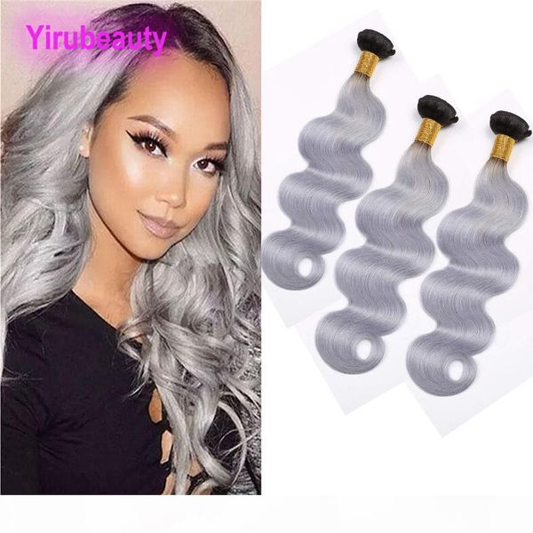 

peruvian human hair 3 bundles 1b grey body wave virgin hair 1b grey ombre hair products 10-26inch wefts yirubeauty, Black