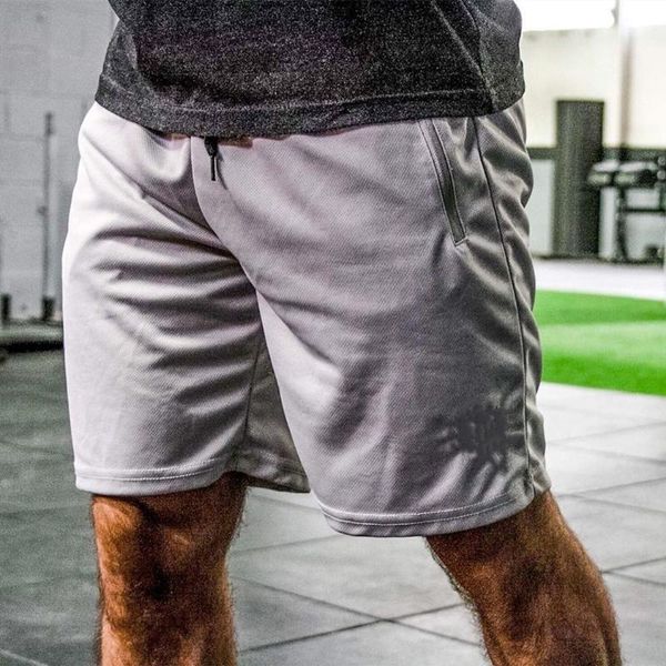 

men's shorts summer knee-length running training beach mesh sports casual drawstring solid color, White;black