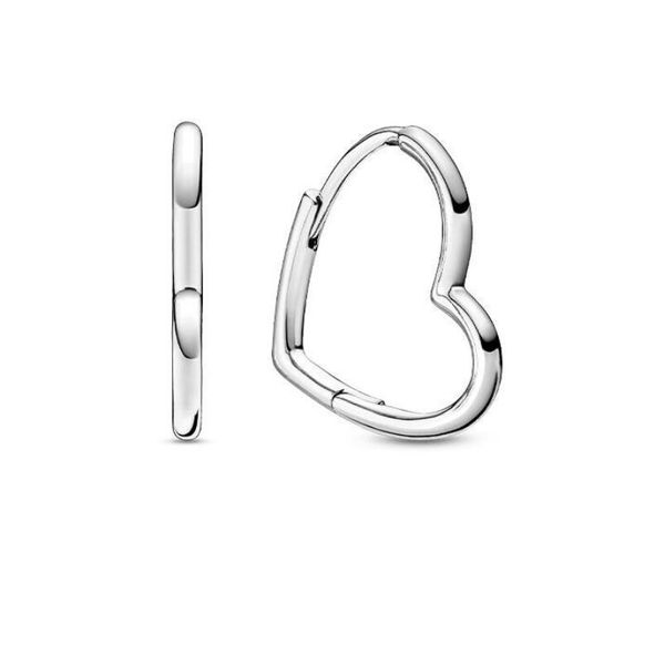 

18k rose gold heart hoop earrings s925 sterling silver w clear cz stone original box pandora jewelry womens christmas gift, Golden;silver