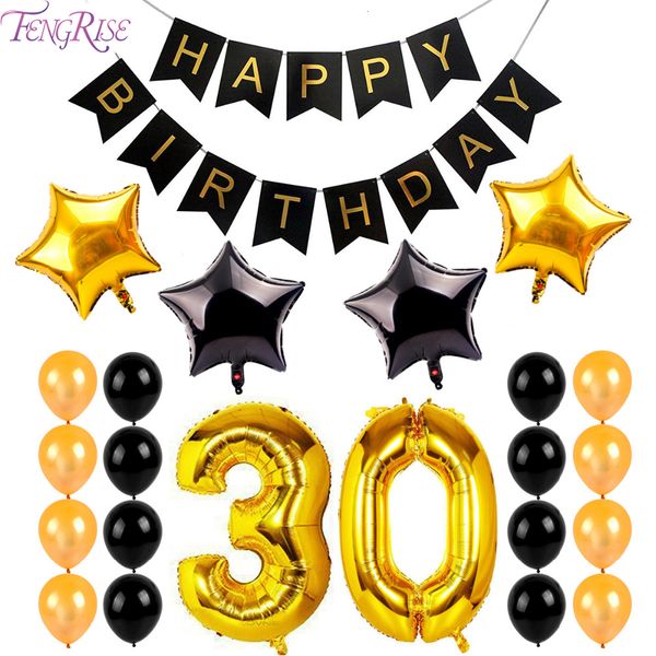 

fengrise gold black foil balloons figures number 30th 40th 50th decoraion 30 40 50 anniversary birthday baloon balon