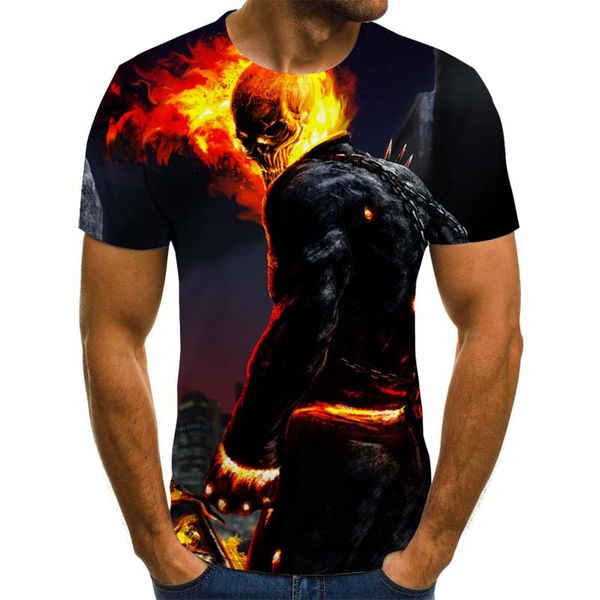 

2020men skull ghost rider cool 3d print shirts humor humor funny men clothing