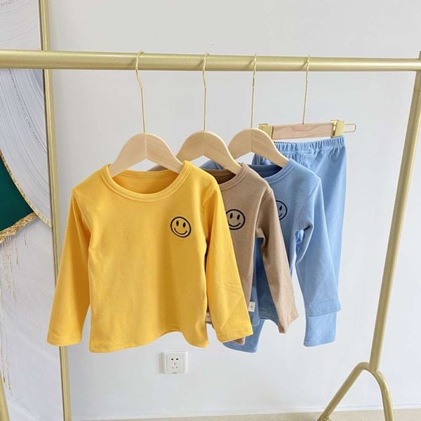 

children's warm underwear in winter 2020 baby's cloth and autumn pants two piece boys' cotton sweater girls' thin pajama, Blue;red