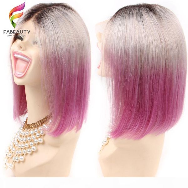 

t1b gray rose red lace front wig short bob wigs pre plucked 13x4 lace wig brazilian straight human hair wigs remy hair, Black