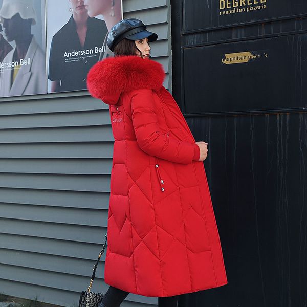 

x-long parkas female winter hooded cotton padded solid women's jackets 2020 with fur collar thick loose casual overcoat ladies