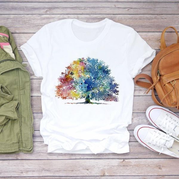 

women watercolor casual aesthetic flower 90s style ladies print lady t-shirts womens graphic t shirt female tee t-shirt, White