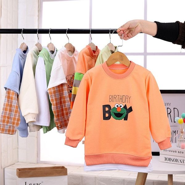 

children's long sleeve sweater 2020 new spring autumn clothes cotton baby boys girls cartoon letter handsome pullover clothing, Blue;gray