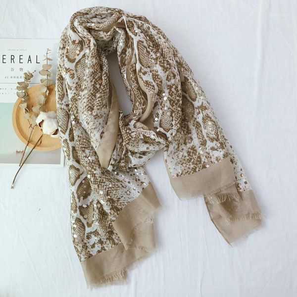 

scarves visual axles snake print scarf women viscose shawls and wraps femme sequins decoration foulard hijab1, Blue;gray