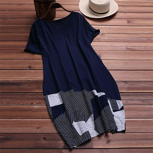 

womens and blouses vintage print short sleeve long blouse tunic ladies summer for women clothes y200622, White