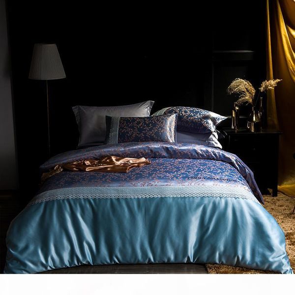 

4pcs ab side satin jacquard cotton luxury bedding set king  size royal bed set duvet cover bed sheet pillowcases