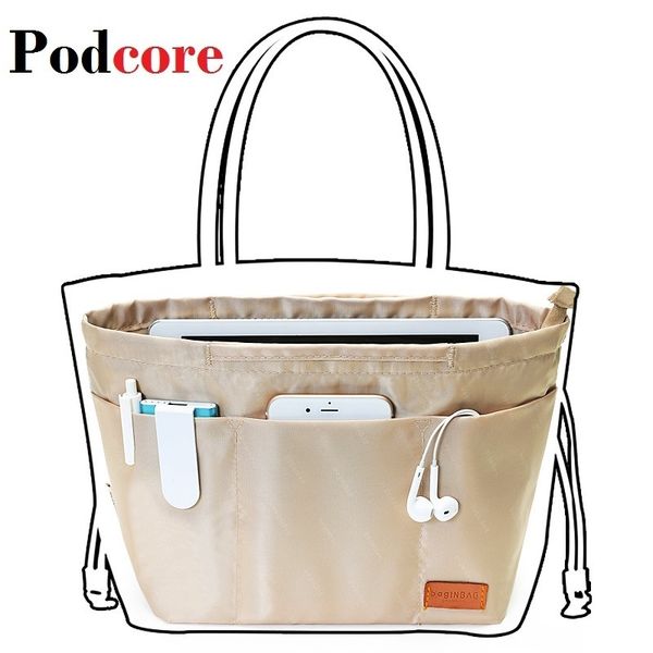 

purse insert organizer makeup bag for handbags with zipper women travel cosmetic pockets for totes maleta de maquiagem 220310