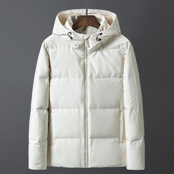 

5xl 6xl 7xl 8xl men's white down jacket 2021 winter brand clothing thick and comfortable warm hooded fit solid color down jacket, Black