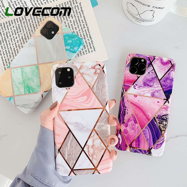 

1dwlovecom vip case with geometric marble dign and soft plated imd sheath on the back for vip 12, mini, 12, 11 pro, max, xr, x, xs, max,
