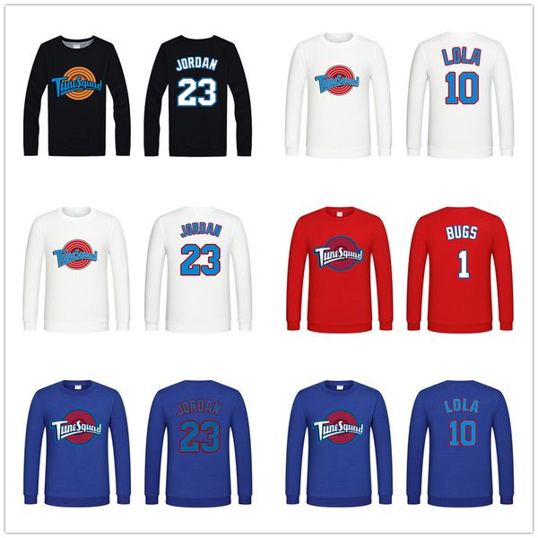

movie tune squad space jam basketball jersey lola bunny bugs murray white black blue long sleeves tshirt custom any name number