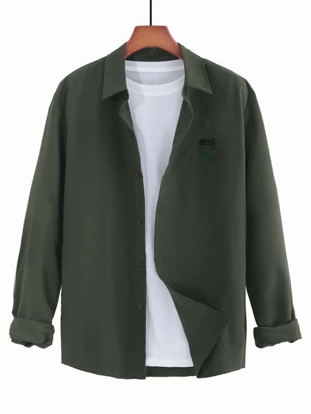 

men patch detail shirt without c8od#, White;black