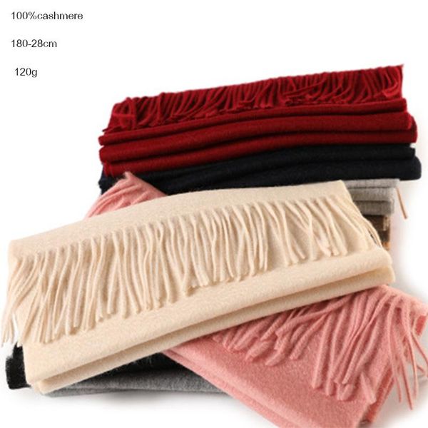 

grade pure 100% cashmere scarf winter for girl boy child with tassels elegant brand long solid color autumn, Blue;gray