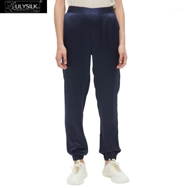 

women's pants & capris lilysilk silk elastic hem casual women 1, Black;white