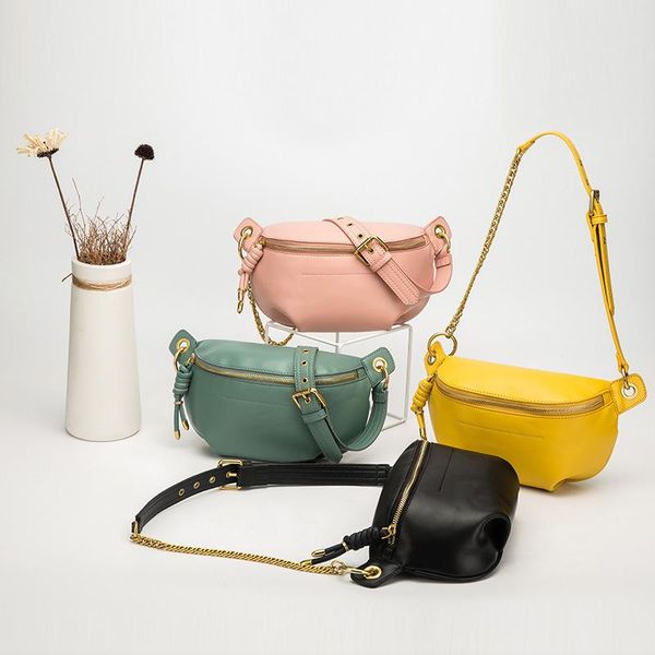 

kyyslo women's shoulder messenger bag chain pu european and american waist bag female fashion chest lady