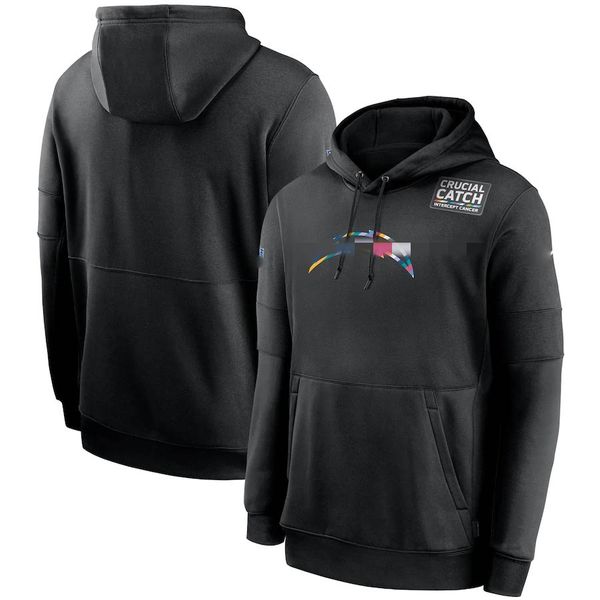 

2020 los angeles chargers men woemn kid crucial catch sideline performance pullover football hoodie black 28, Black;red