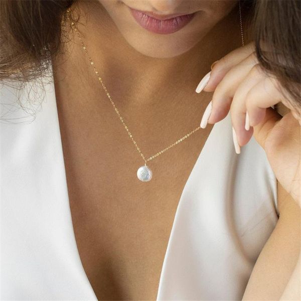 

14k gold filled natural baroque pearl necklace handmade jewelry choker pendants femme kolye collares boho necklace for women q0531, Silver