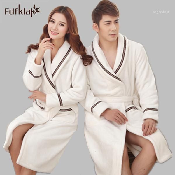 

wholesale- plus size fashion winter women and men's bathrobes flannel long dresses gowns winter bathrobe for couples pajamas robes 2xl, Black;red
