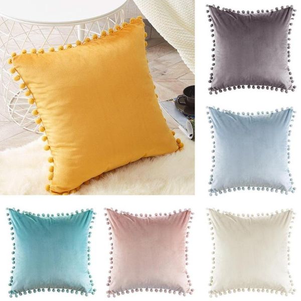 

cushion/decorative pillow cilected soft velvet decorative pillowcase bed throw pillows pompom cushions covers square cover for sofa car home