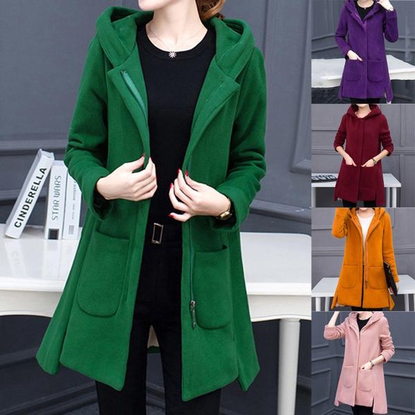 

women's wool & blends abrigos mujer invierno 2021 winter coat womens lapel cashmere blend trench long outwear oversize jacket chaqueta, Black