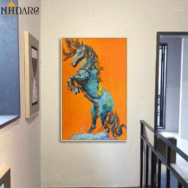 

modern orange abstract animal horse posters and prints canvas art paintings wall pictures for living room home decor1