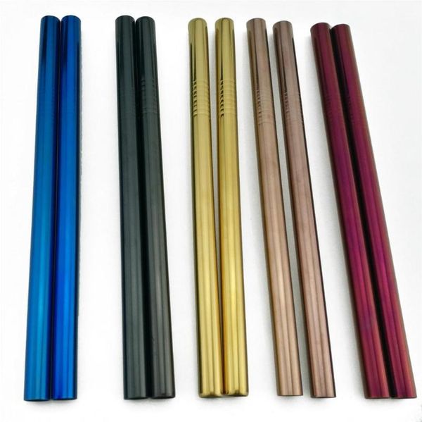 

drinking straws extra wide straw reusable 304stainless steel metal for tapioca pearls milk 2pcs bar party1