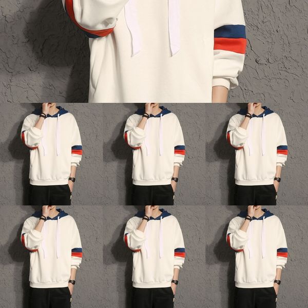 

nge47 size new autumn men's youth hooded large sweater 2020 round neck trend slim new autumn men's youth hooded large 2020 slim ro, Black