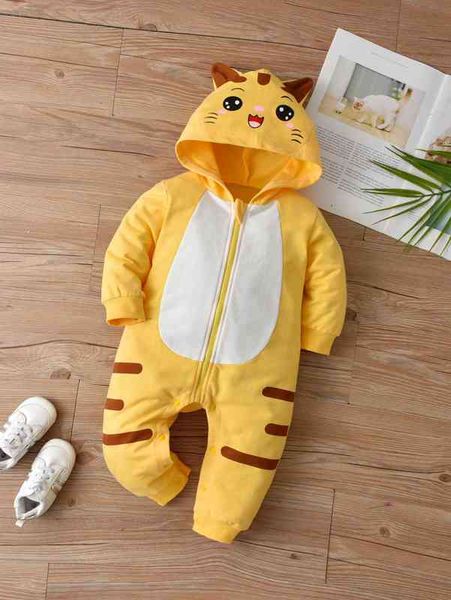 

baby cartoon graphic 3d ear design hooded jumpsuit she, Blue