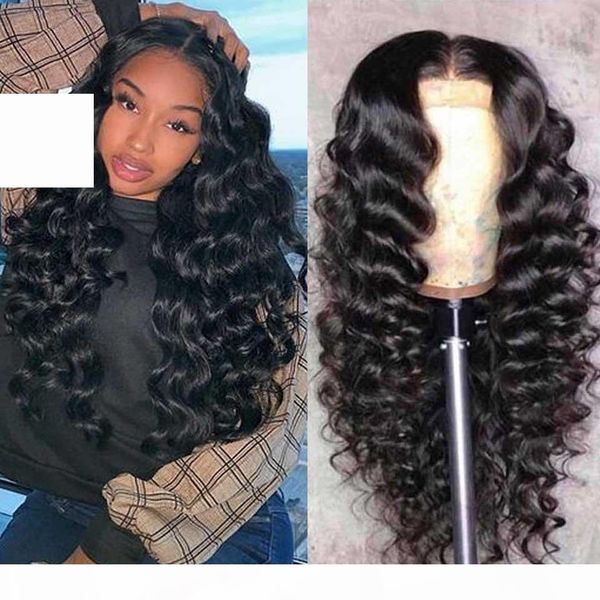 

lace front human hair wigs pre plucked 150 density remy brazilian loose deep wave lace front wig for black women
