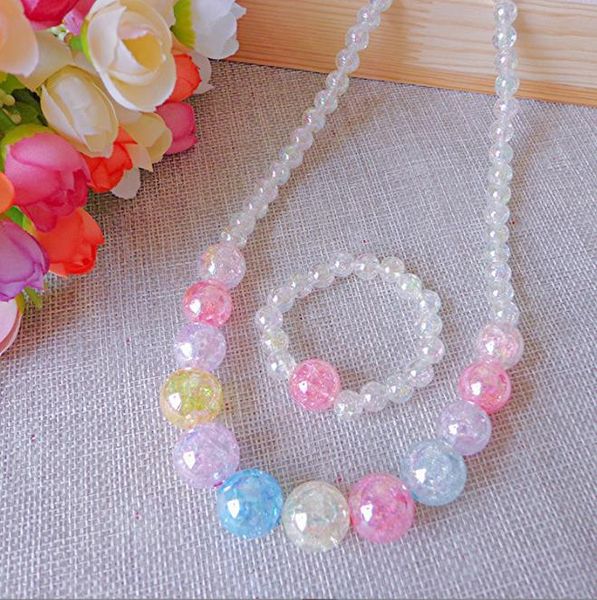 

color beaded necklace girls color jewelry bracelet set wholesale, Silver
