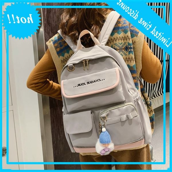 

schoolbag women's fashion korean junior high school students 2020 new versatile multi pocket backpack