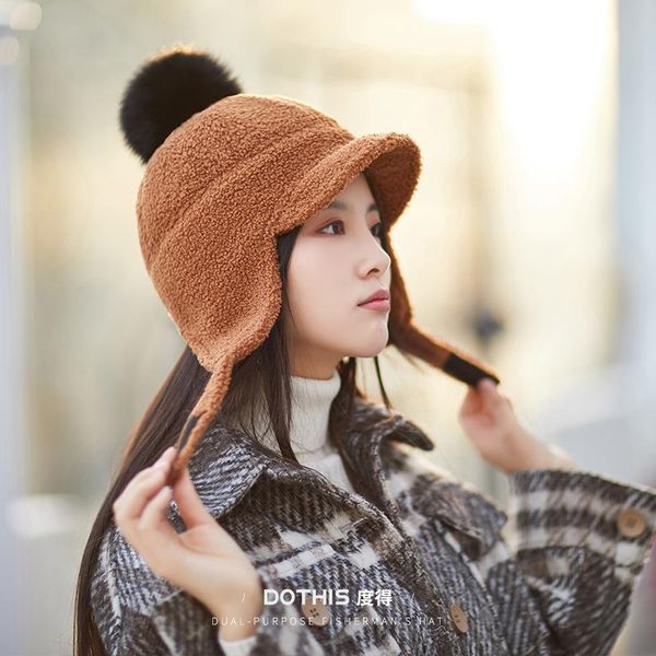 

beanie/skull caps hat woman winter korean version of chaolei feng sweet and lovely imitation cashmere wool ear protection thick knitti, Blue;gray