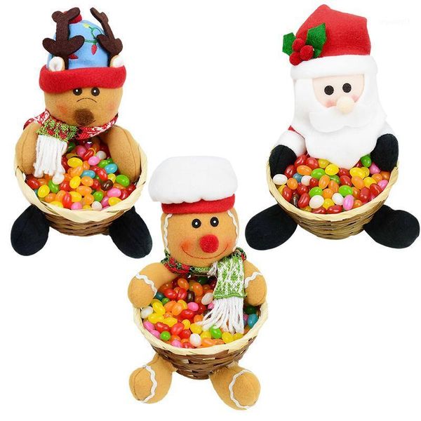 

christmas candy basket merry christmas decoration elk snowman santa claus storage basket xmas gift holder for home new year 20211