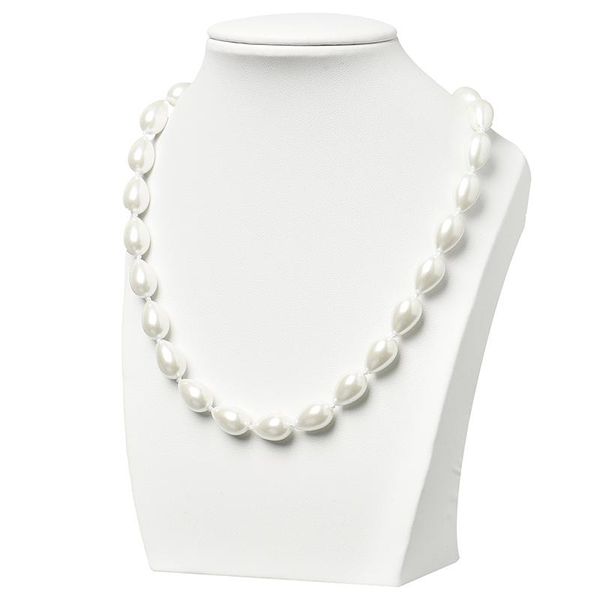 

wholesale white droplet shaped 9x13mm synthetic coral stone created for diy charm necklace 18inch for mother/wife gifts h436, Silver