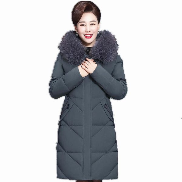 

explosion models middle and old aged women's slim down jacket long section thick warm cotton parkas new wave, Black