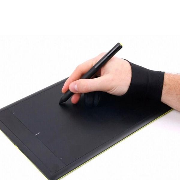 

refills artist drawing glove for any graphics tablet 2 finger anti-fouling both right and left hand 18.5cm, Black;red