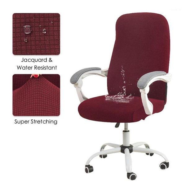 

solid color waterproof office chair cover spandex elastic stretch black lift computer arm chair seat cover cushion 1pc m/l size1