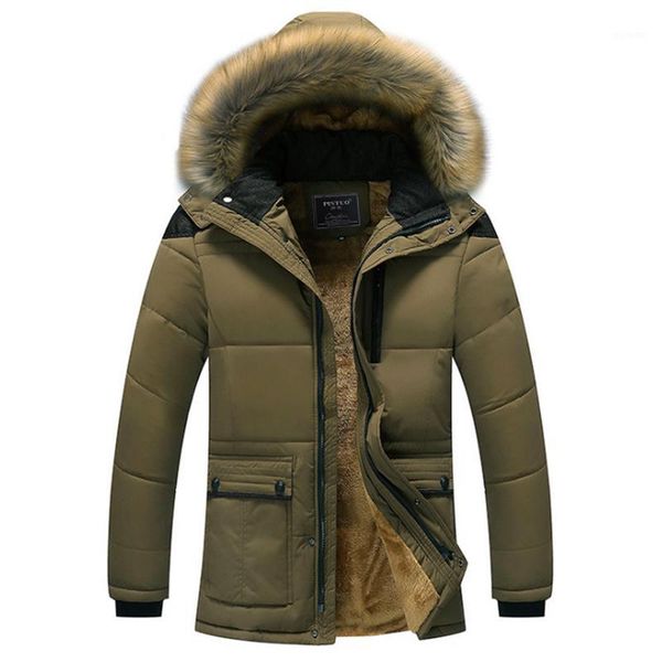 

thick winter jacket men parka big size 5xl snow warm fleece feather hooded mens fur parkas quilted padded male windbreaker coats1, Tan;black